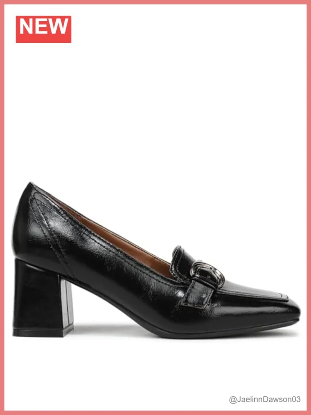 Naturalizer Ines Loafer-Inspired Pump Faux Leather Square Toe Block Heel Slip-On